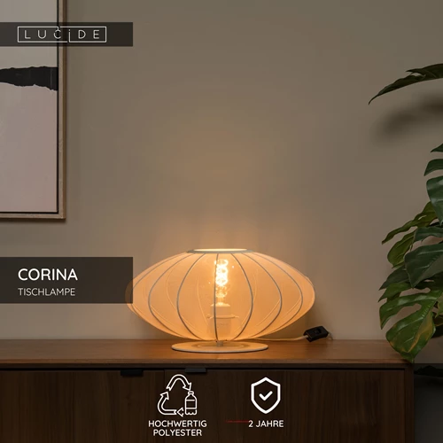 Lucide CORINA - Tischlampe - Ø 40 cm - 1xE27 - Beige - USP